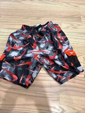 Jordan Kids Black and Red Graphic Swim Shorts